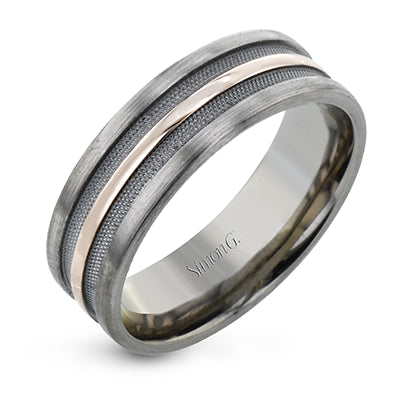 Simon G Men Ring 14k Gold Gray And (Gray, Rose)