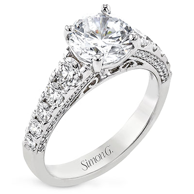 Simon G. Straight 18k White Gold Round Cut Engagement Ring