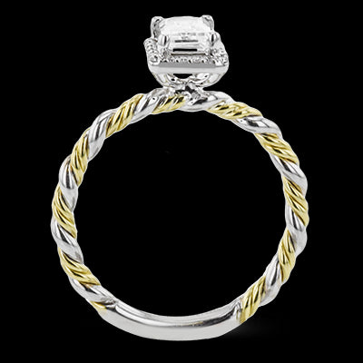 Simon G. Bridal Set 18k Two Tone Gold Emerald Cut Engagement Ring