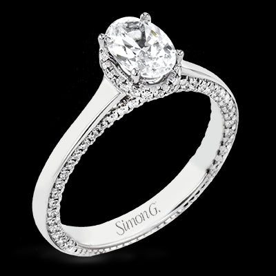 Simon G. Straight 18k White Gold Oval Cut Engagement Ring