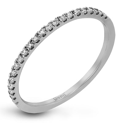 Simon G. 18k White Gold Round Cut Wedding Band
