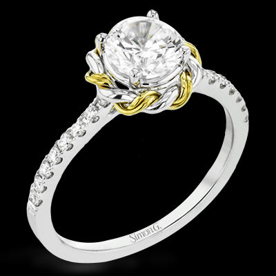 Simon G. Bridal Set 18k White Gold Round Cut Engagement Ring