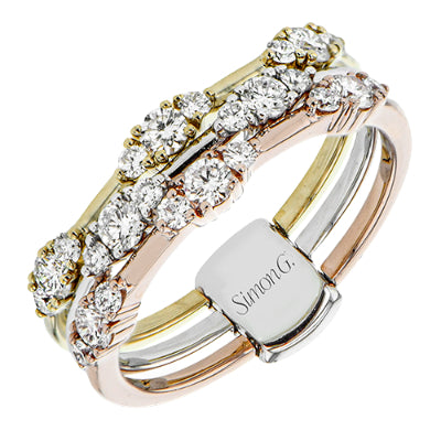 Simon G Fashion Three-Tone Right Hand Ring In 18K Gold With Diamonds (White,Yellow,Rose)