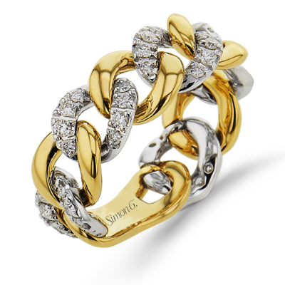 Simon G Fashion Link Right Hand Ring In 18K Gold With Diamonds (White,Yellow)