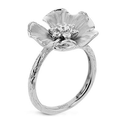 Simon G Fashion Flower Right Hand Ring In 18K Gold With Diamonds (Yellow)