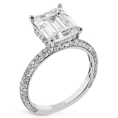Simon G Bridal Emerald-Cut Hidden Halo Engagement Ring In 18K Gold With Diamonds (White)