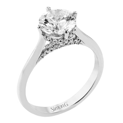 Simon G Bridal Round-Cut Hidden Halo Engagement Ring In 18K Gold With Diamonds (White)