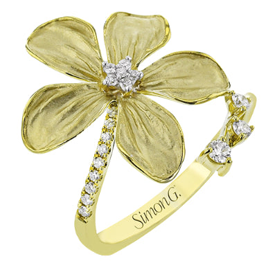 Simon G Fashion Flower Right Hand Ring In 18K Gold With Diamonds (Yellow)