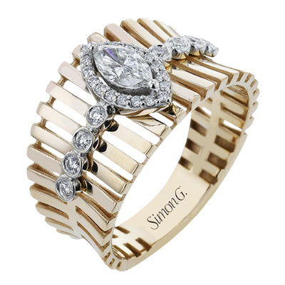 Simon G Fashion Halo Right Hand Ring In 18K Gold With Diamonds (Rose,White)