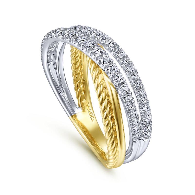 Gabriel & Co. 14k Two Tone Gold Hampton Diamond Ring