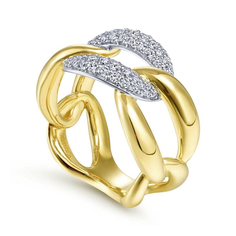 Gabriel & Co. 14k Two Tone Gold Contemporary Diamond Ring