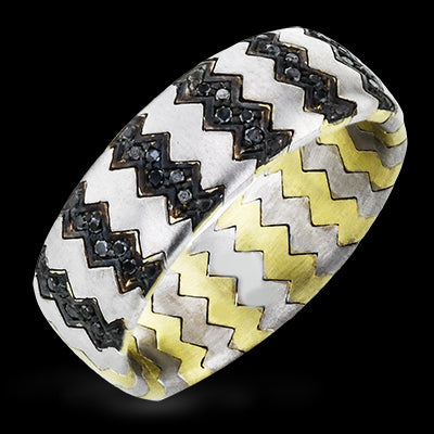 Simon G Men Ring 14k Gold (White, Yellow) 0.18 ct Diamond