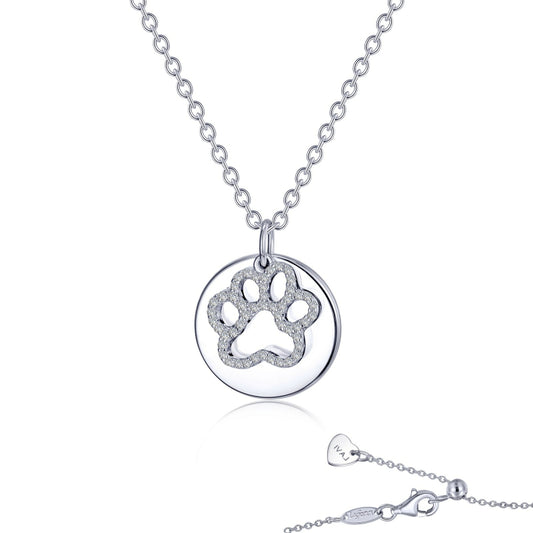 Lafonn Paw Print Disc Necklace