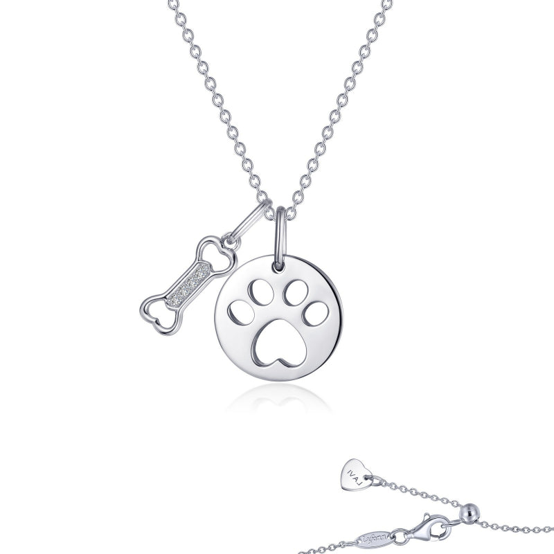 Lafonn Paw Print Dog Bone Necklace
