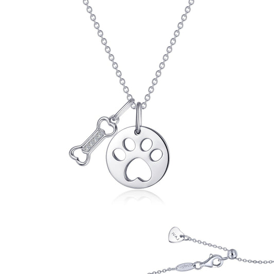 Lafonn Paw Print Dog Bone Necklace