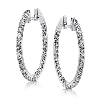 Simon G Fashion Hoop Earring In 18K Gold With Diamonds (White)