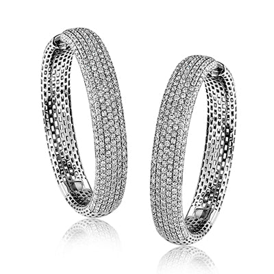 Simon G. Hoop Earring 18k Gold (White) 4 ct Diamond