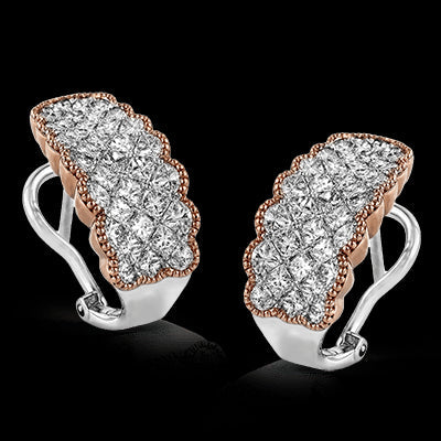 Simon G. Earring 18k Gold (Rose, White) 3.08 ct Diamond