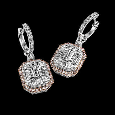 Simon G. Earring 18k Gold (Rose, White) 4.56 ct Diamond