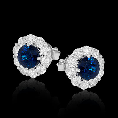 Simon G. Color Earring 18k Gold (White) 2.1 ct Sapphire 1.17 ct Diamond