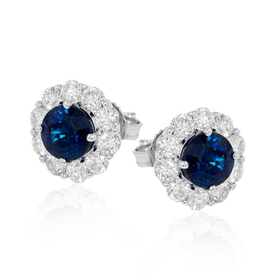 Simon G Fashion Tempera Sapphire Stud Earrings In 18K Gold With Diamonds (White)