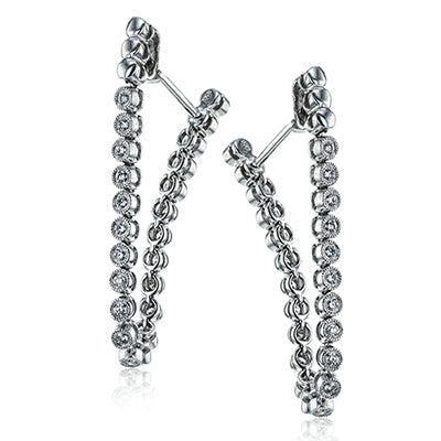 Simon G Fashion Hoop Earrings In 18K Gold With Diamonds (White)