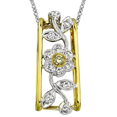 Simon G Fashion Floral Pendant In 18K Gold With Diamonds (White,Yellow)