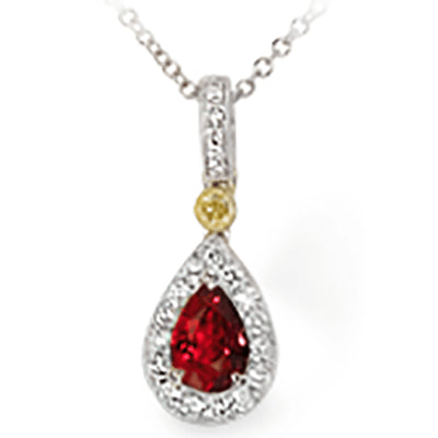 Simon G. Color Pendant 18k Gold (White, Yellow) 0.4 ct Ruby 0.17 ct Diamond