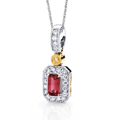 Simon G. Color Pendant 18k Gold (White, Yellow) 0.5 ct Ruby 0.14 ct Diamond