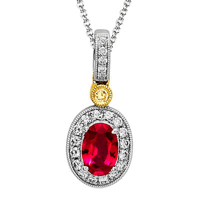 Simon G. Color Pendant 18k Gold (White, Yellow) 0.54 ct Ruby 0.16 ct Diamond