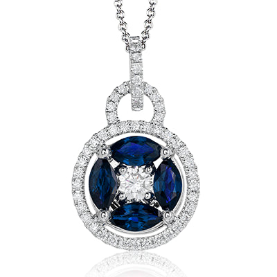 Simon G. Color Pendant 18k Gold (White) 1.07 ct Ruby 0.45 ct Diamond