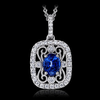 Simon G. Color Pendant 18k Gold (White) 0.72 ct Sapphire 0.2 ct Diamond
