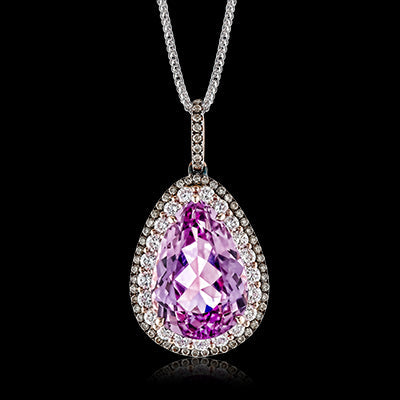Simon G. Color Pendant 18k Gold (Brown, White) 12.31 ct Kunzite 0.94 ct Diamond