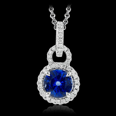 Simon G. Color Pendant 18k Gold (White) 0.99 ct Sapphire 0.2 ct Diamond
