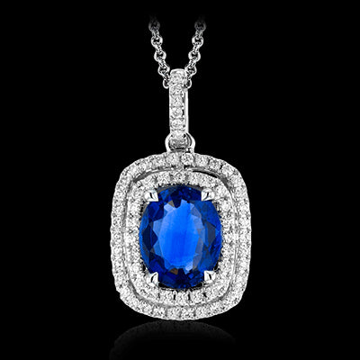 Simon G. Color Pendant 18k Gold (White) 1.49 ct Sapphire 0.23 ct Diamond