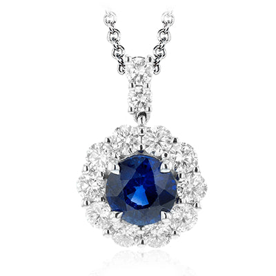 Simon G Fashion Tempera Sapphire Pendant Necklace In 18K Gold With Diamonds (White)