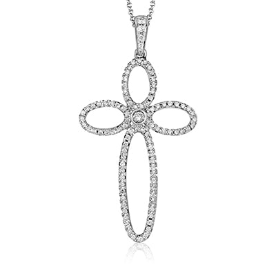 Simon G. Cross Pendant 18k Gold (White) 0.5 ct Diamond