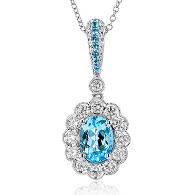 Simon G. Color Pendant 18k Gold (White) 0.85 ct Paraiba Tourmaline 0.48 ct Diamond
