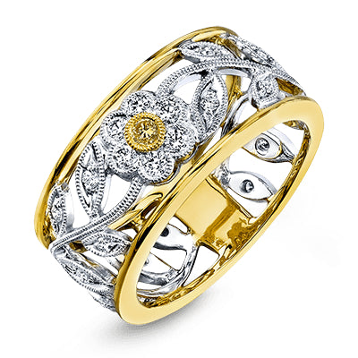 Simon G Fashion Trellis Right Hand Ring In 18K Gold With Diamonds (White,Yellow)