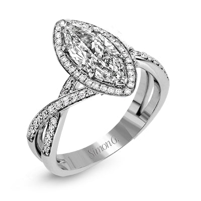 Simon G Bridal Marquise-Cut Halo Criss-Cross Engagement Ring In 18K Gold With Diamonds (White)