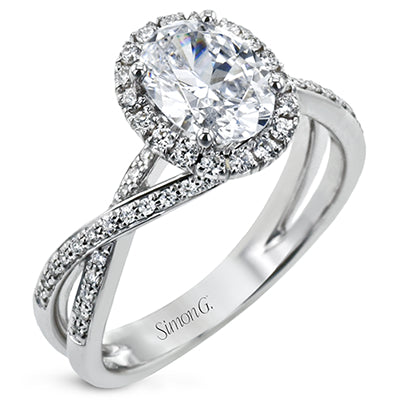 Simon G Bridal Oval-Cut Halo Criss-Cross Engagement Ring In 18K Gold With Diamonds (White)