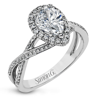 Simon G Bridal Pear-Cut Halo Criss-Cross Engagement Ring In 18K Gold With Diamonds (White)