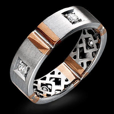 Simon G Men Ring 18k Gold (Rose, White) 0.32 ct Diamond