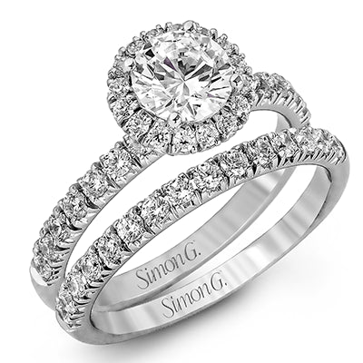 Simon G. 0.80 ctw Bridal Set 18k White Gold Round Cut Engagement Ring