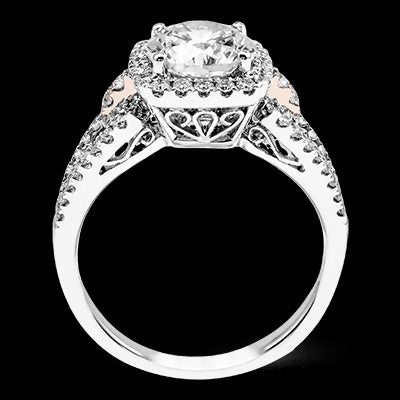 Simon G. 0.45 ctw Halo 18k Two Tone Gold Round Cut Engagement Ring