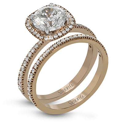 Simon G. Bridal Set 18k Rose Gold Round Cut Engagement Ring