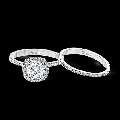 Simon G. 0.46 ctw Bridal Set 18k White Gold Round Cut Engagement Ring