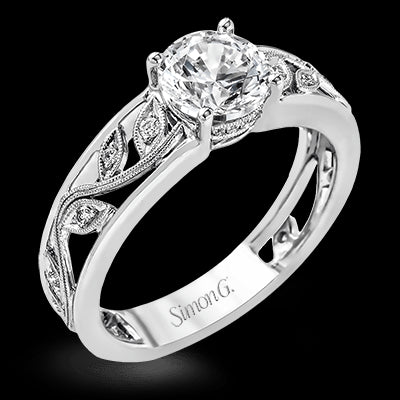 Simon G. 0.09 ctw 18k White Gold Round Cut Engagement Ring