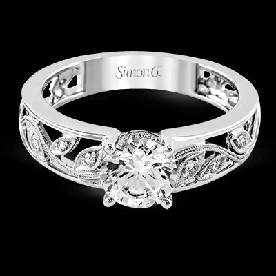 Simon G. 0.09 ctw 18k White Gold Round Cut Engagement Ring