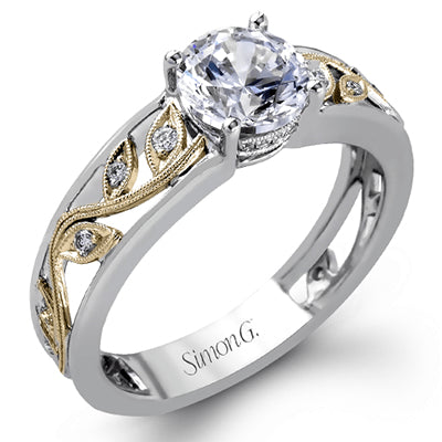 Simon G. 18k Two Tone Gold Round Cut Engagement Ring